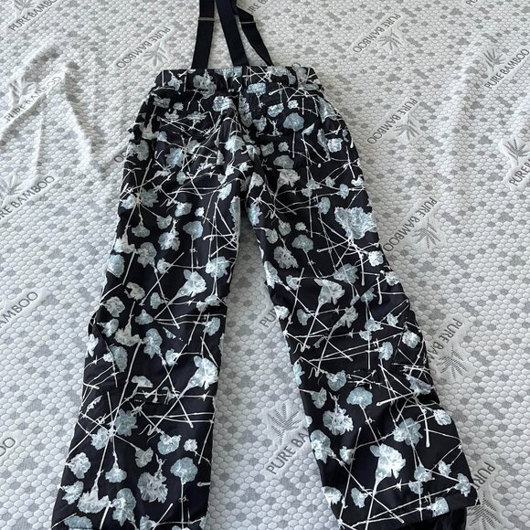 Burton Snowboard Pants/Bibs Women's Size Small Black and White Carnation Print - Picture 2 of 4